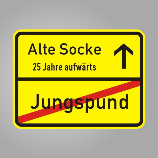 FUNNY SIGN ,Kleines Ortsschild 31125, zum 25. Geburtstag, Socke, 31,5 x 42 cm