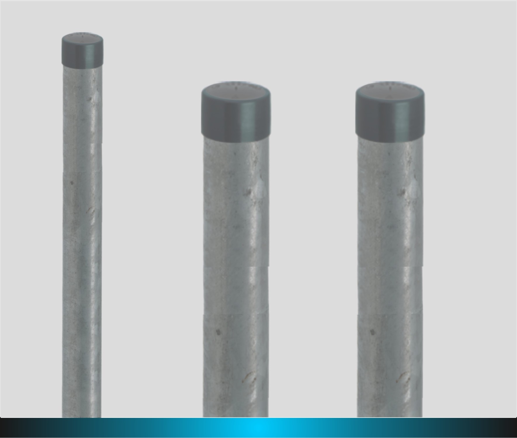 Rohrpfosten, Stahlpfosten, Pfosten, verzinkt, 6 cm ø, 2,25m - 4,0m, mit